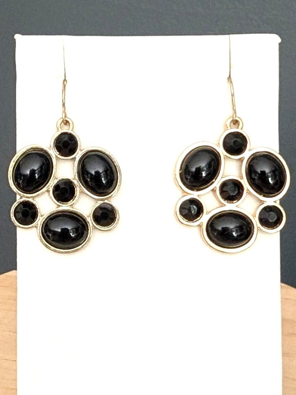 Gold tone with black beads earrings